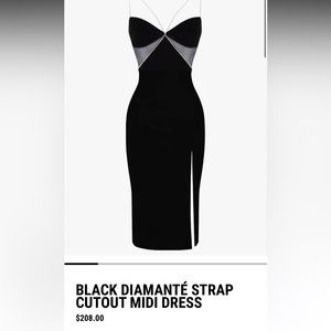 BLACK DIAMANTÉ STRAP CUTOUT MIDI DRESS viral!
